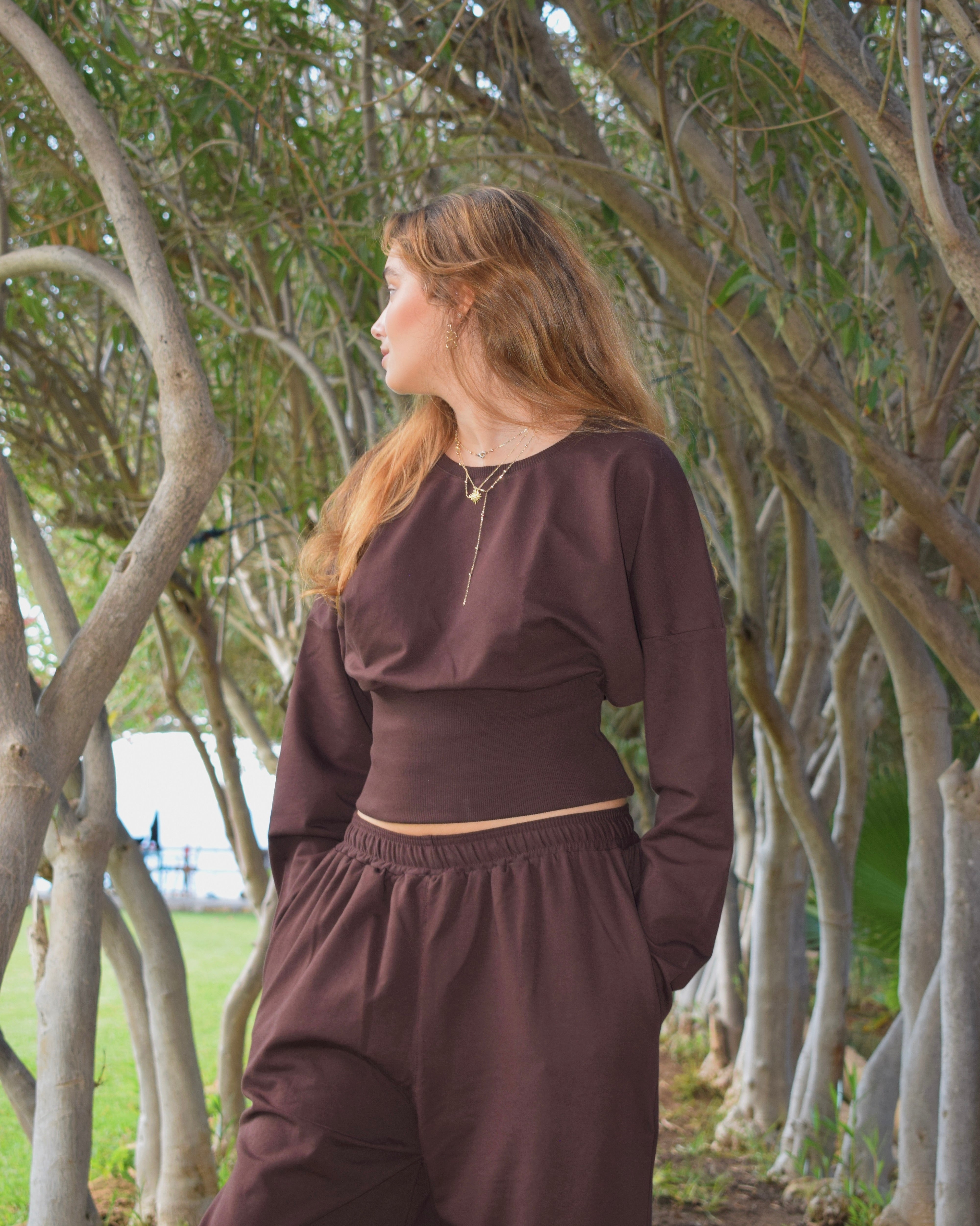 Brown round-neck sweater