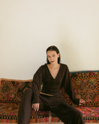 Brown V-neck sweater