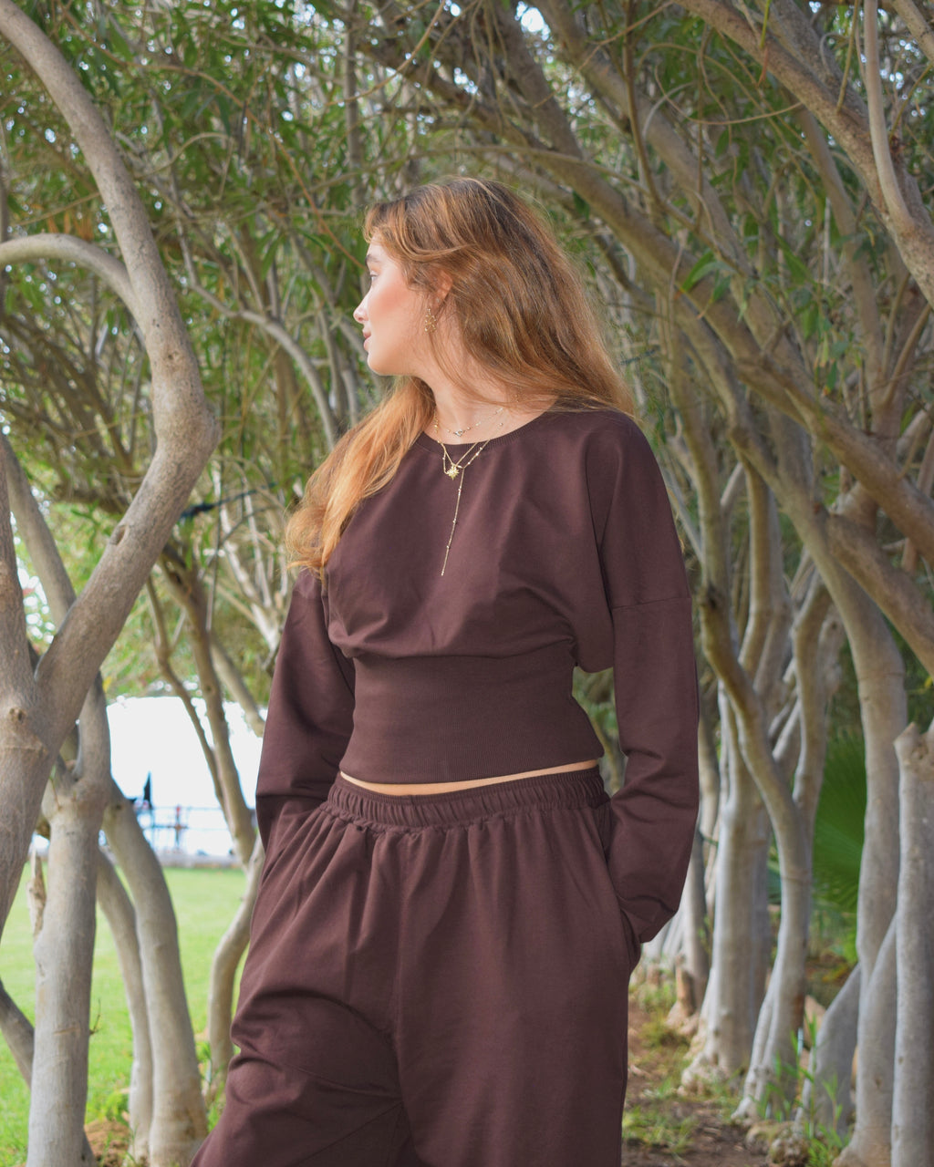 Brown round-neck sweater