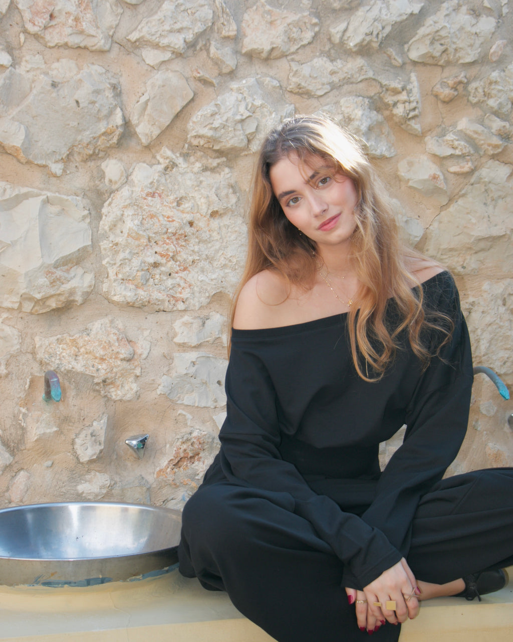 Black Off-Shoulder Sweater