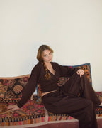 Brown V-neck sweater