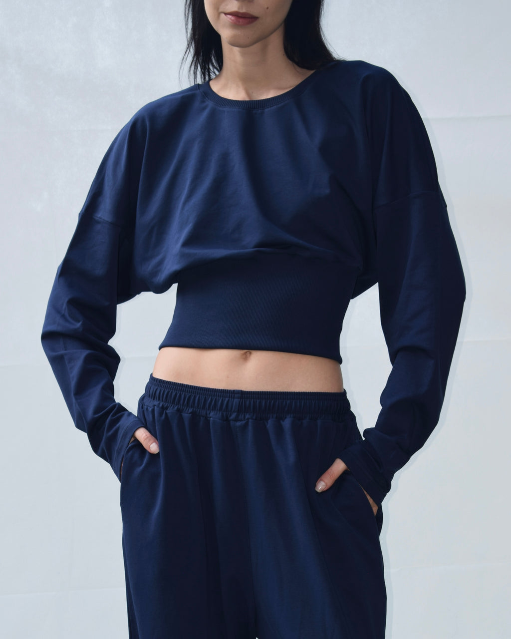 Navy round-neck sweater