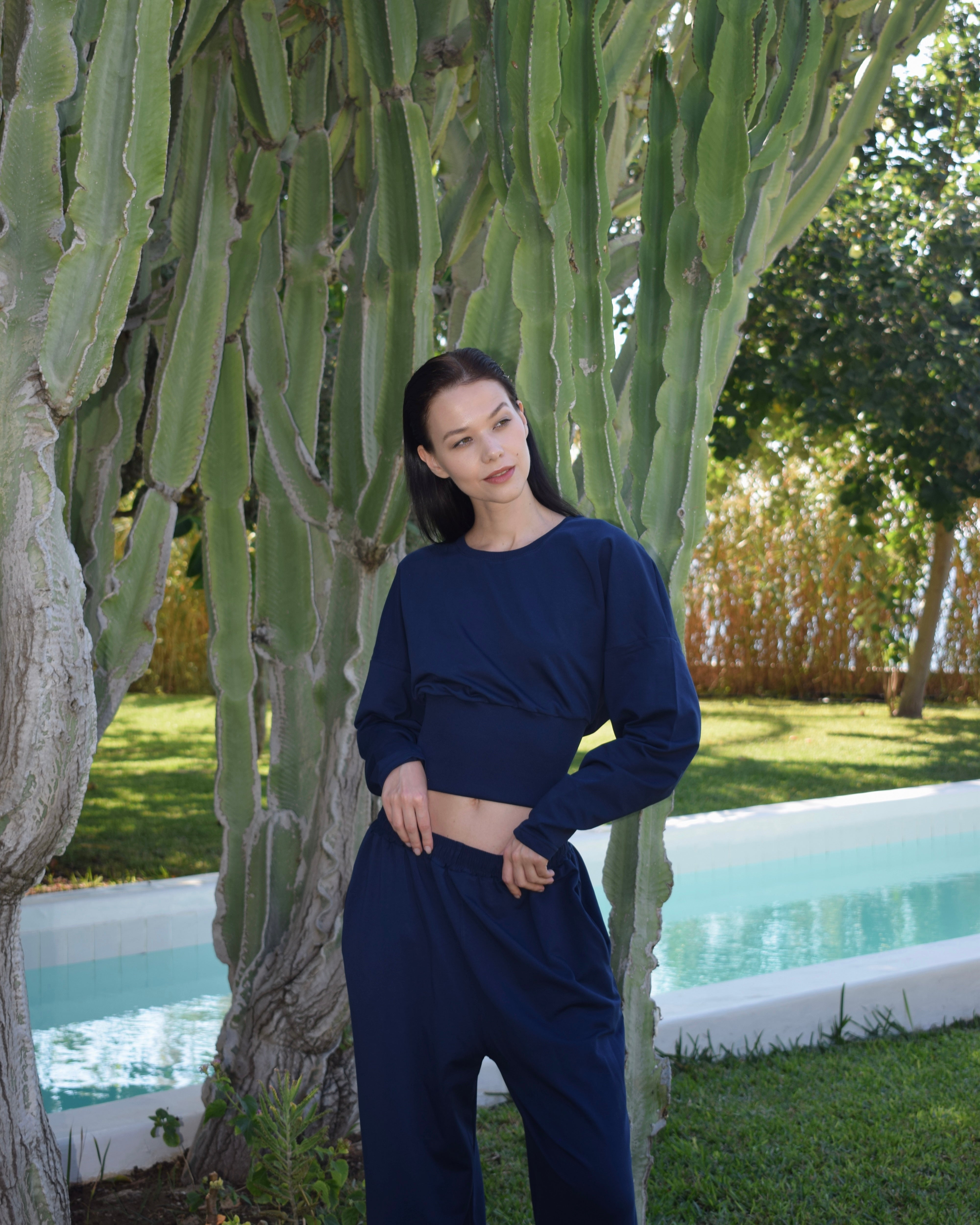 Navy round-neck sweater